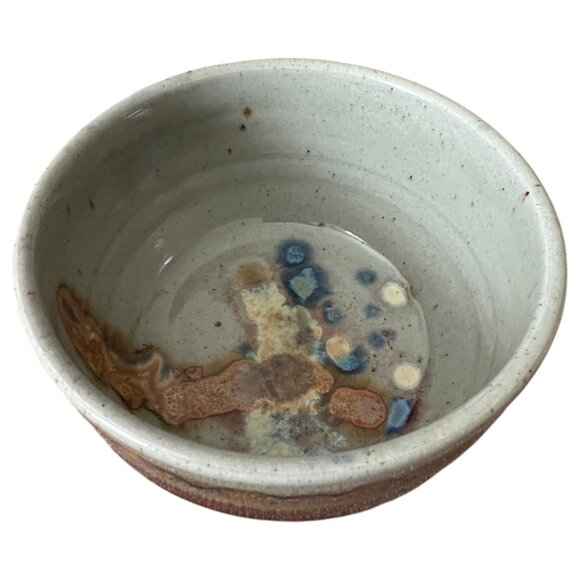 Handmade Pottery Bowl – Studio Stoneware Multicolor Drip Glaze Stunning! 5" dia - Picture 1 of 9